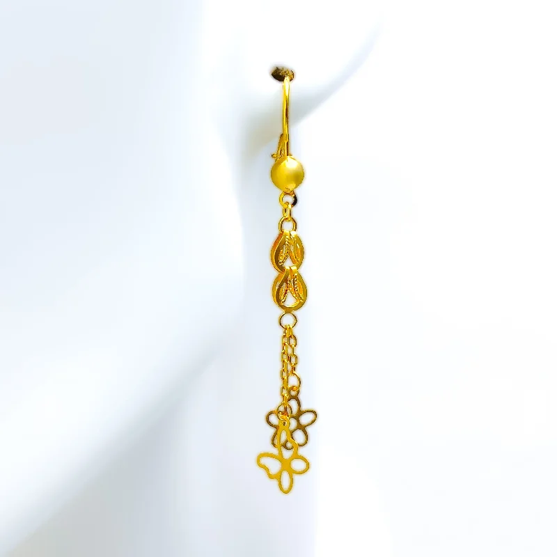 Flash Sale Sterling Silver Radiant Floral 21k Gold Hanging Earrings