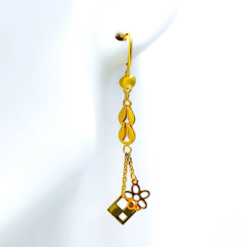 Shop Comfortably at Home Custom Jewelry Ethereal Lovely 21k Gold Hanging Earrings