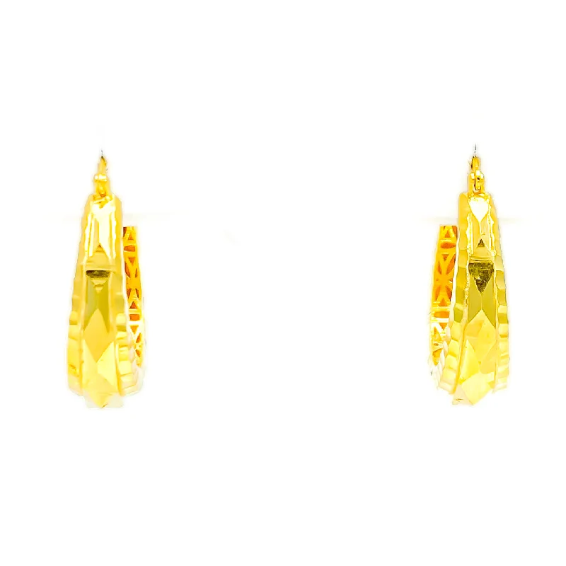Unbeatable Savings Await Emerald Ring Faceted Charming 22k Gold Hoop Earrings