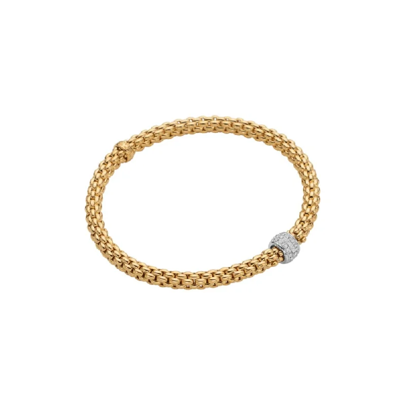 Flash Sale Handmade Bracelet Fope 18k Gold Solo Flex'it Bracelet with Pavé Diamonds Flash Sale Handmade Bracelet Fope 18k Gold Solo Flex'it Bracelet with Pavé Diamonds