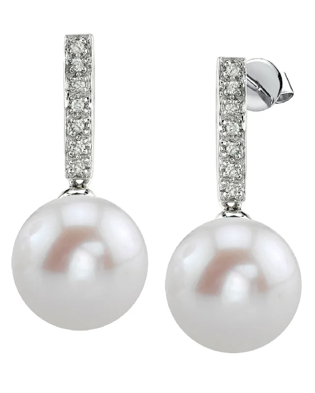 Clearance Sale Vintage Locket Freshwater Pearl Dangling Diamond Earrings