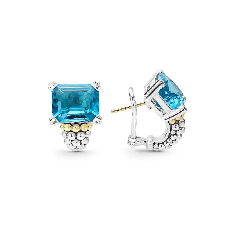Flash Sale, Grab the Deals Fast Square Cut Ring Glacier Swiss Blue Topaz Huggie Earring