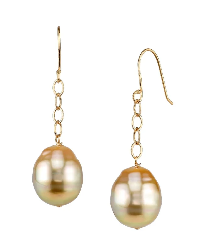 Season - End Clearance Huggie Earrings Golden South Sea Baroque Pearl Tin Cup Dangle Earrings Season - End Clearance Huggie Earrings Golden South Sea Baroque Pearl Tin Cup Dangle Earrings