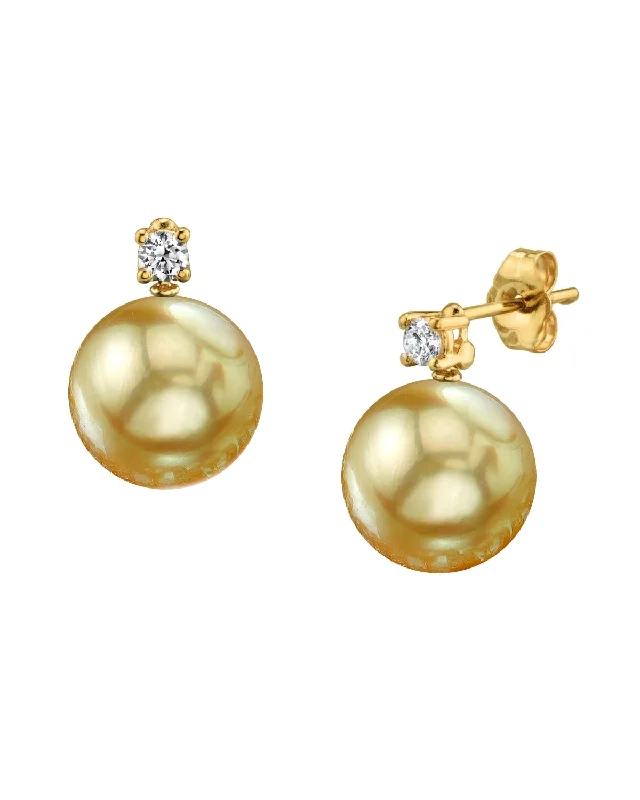 Flash Sale Sapphire Pendant Golden South Sea Pearl & Diamond Glimmer Earrings