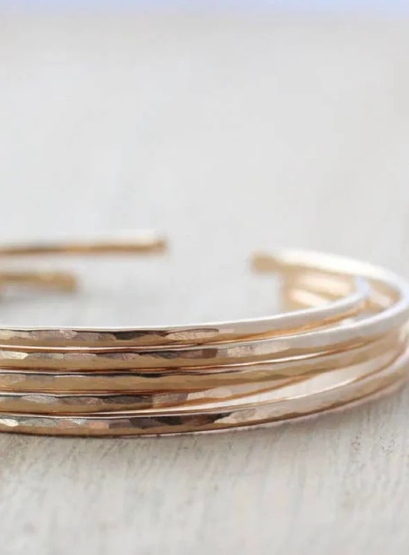 Clearance Sale Solitaire Ring Good thoughts hammered cuff bracelet