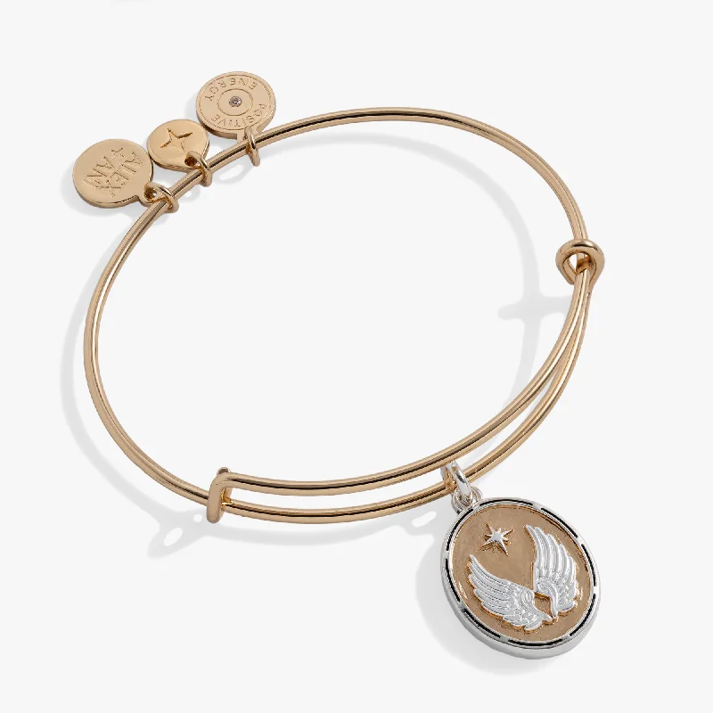 Clearance Sale, Steal Great Bargains Diamond Studs Two-Tone Guardian Angel Bangle