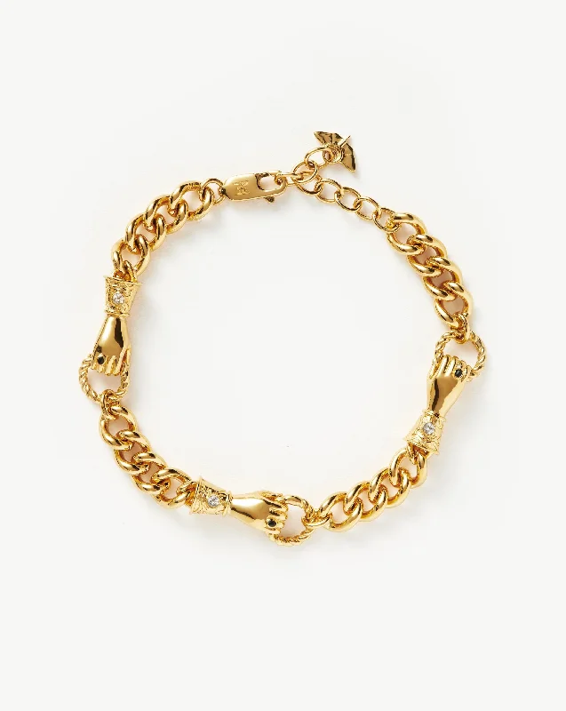Be the First to Rock the Latest Trends Handmade Chain Harris Reed In Good Hands Charm Bracelet | 18ct Gold Plated/Black Onyx & Pearl Be the First to Rock the Latest Trends Handmade Chain Harris Reed In Good Hands Charm Bracelet | 18ct Gold Plated/Black Onyx & Pearl