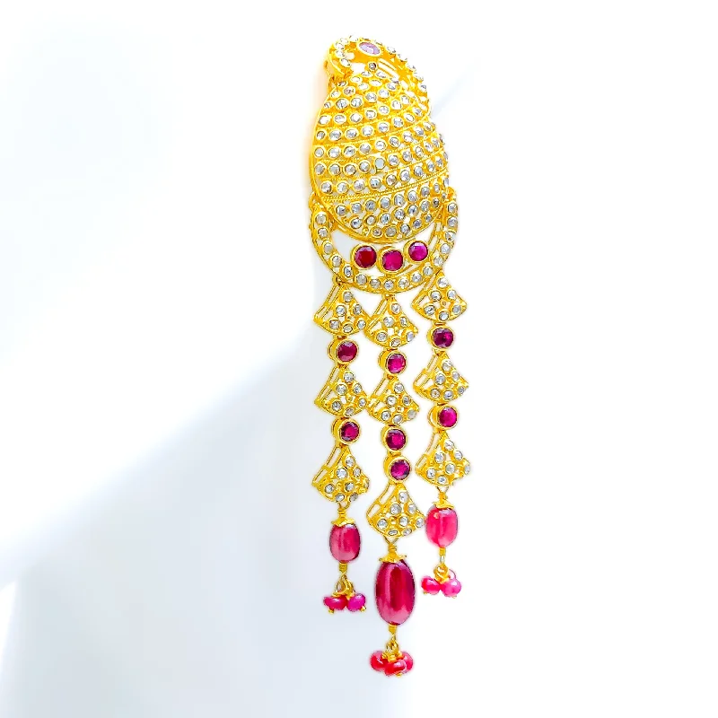 Don't Miss Your Chance Chain Bracelet Impeccable Embellished Uncut Diamond + 22k Gold Hanging Earrings