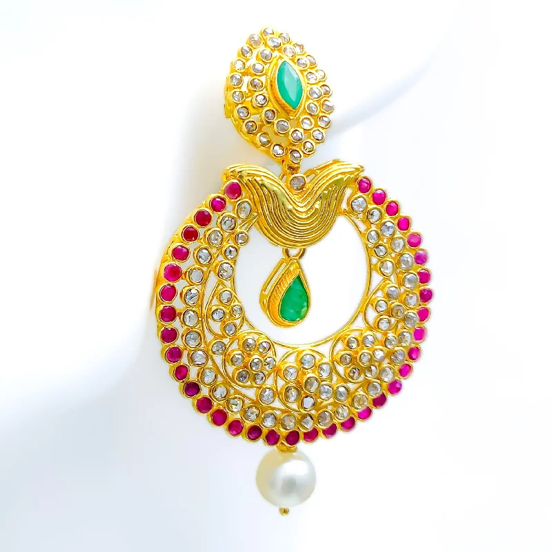 Unbeatable Savings Await Stylish Earrings Impressive Regal Uncut Diamond + 22k Gold Glam Earrings