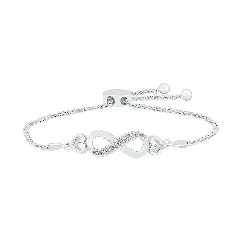 Be the First to Rock the Latest Trends Silver Chain Infinity Bolo Bracelet with Infinity Symbol and Hearts Be the First to Rock the Latest Trends Silver Chain Infinity Bolo Bracelet with Infinity Symbol and Hearts
