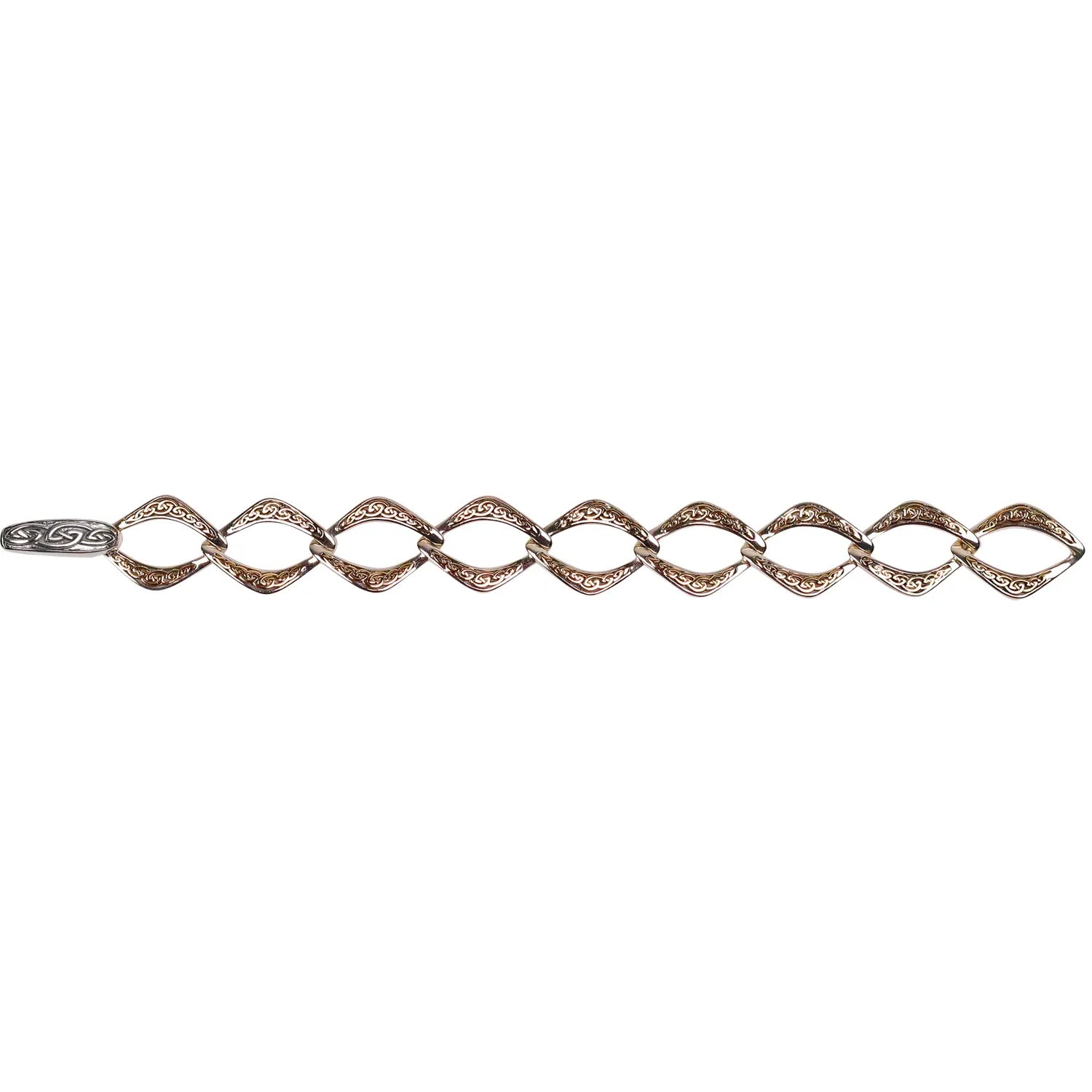 Be the First to Rock the Latest Trends Classic Bracelet Keith Jack Sterling Silver + 10k Yellow Celtic Knot Link Bracelet with Push Clasp Be the First to Rock the Latest Trends Classic Bracelet Keith Jack Sterling Silver + 10k Yellow Celtic Knot Link Bracelet with Push Clasp
