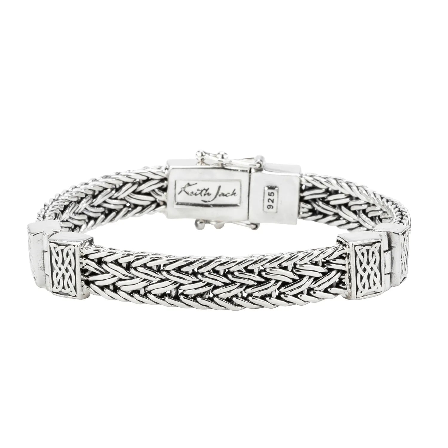 New Arrivals on Discount Platinum Necklace Keith Jack Sterling Silver Celtic Weave Eternity Hinged Bracelet