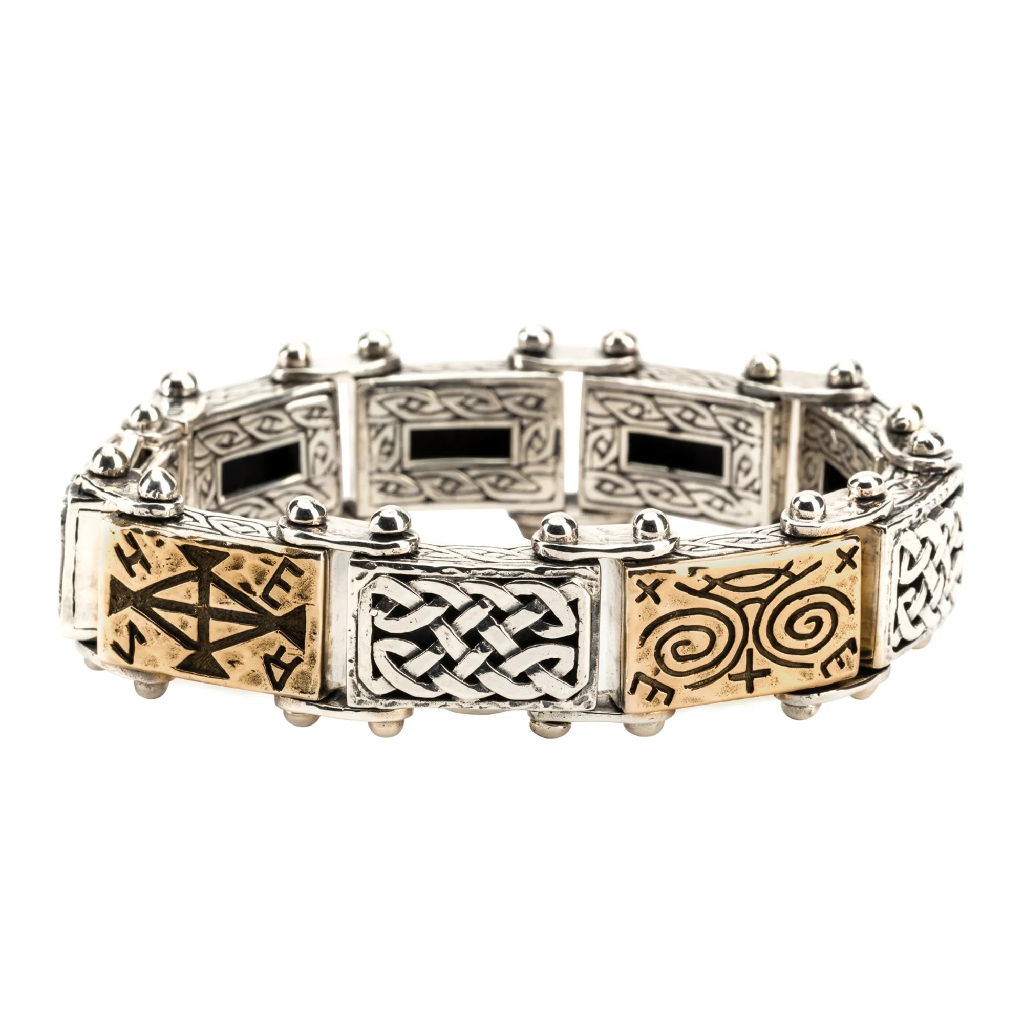 Clearance Sale Stackable Rings Keith Jack Sterling Silver Oxidized + Bronze Viking Rune Bracelet (Strength and Power) Clearance Sale Stackable Rings Keith Jack Sterling Silver Oxidized + Bronze Viking Rune Bracelet (Strength and Power)