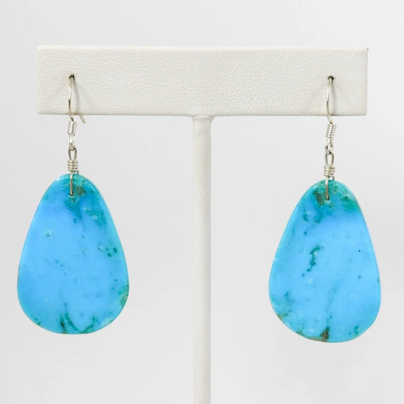 Season - End Clearance Square Cut Ring Kingman Turquoise Slab Earrings