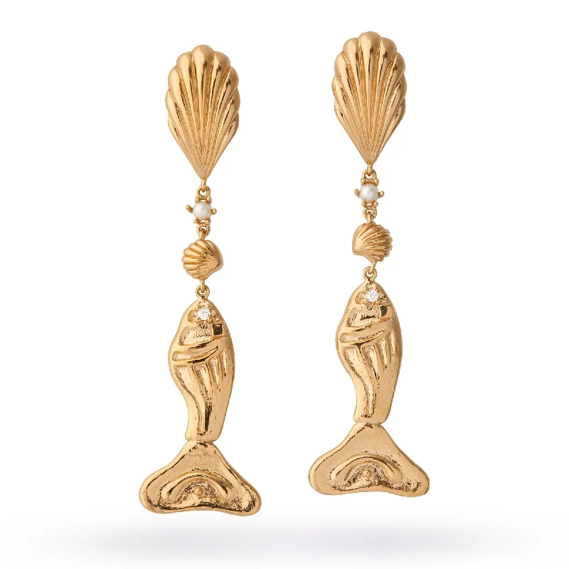Buy More, Save More Elegant Ring Ocean Artdeco Gold Plated Earring w. Pearl & Zirconia Buy More, Save More Elegant Ring Ocean Artdeco Gold Plated Earring w. Pearl & Zirconia
