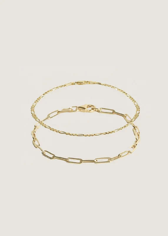 Flash Sale, Grab the Deals Fast Solitaire Ring Kyle Figaro & Paperclip Link Chain Bracelet Stack