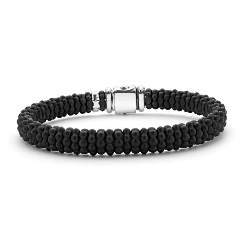 Be the First to Rock the Latest Trends White Gold Necklace Lagos Black Caviar Matte Ceramic Beaded Bracelet, 9mm Be the First to Rock the Latest Trends White Gold Necklace Lagos Black Caviar Matte Ceramic Beaded Bracelet, 9mm