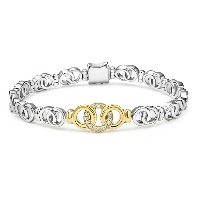 Exclusive Members - Only Sale Gold Bangle Lagos Signature Caviar Two-Tone Interlocking Diamond Link Bracelet Exclusive Members - Only Sale Gold Bangle Lagos Signature Caviar Two-Tone Interlocking Diamond Link Bracelet