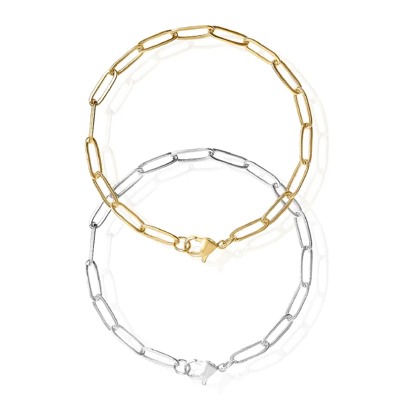 New Arrivals on Discount Statement Earrings Large Paperclip Bracelet in Gold and Silver New Arrivals on Discount Statement Earrings Large Paperclip Bracelet in Gold and Silver
