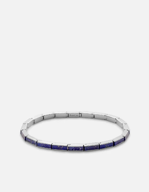 New Arrivals Bold Earrings Line Lapis Bracelet, Sterling Silver
