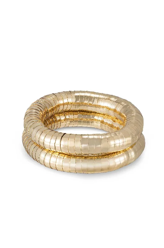 Don't Miss Your Chance Silver Bracelet Liquid Gold Stretch Bracelet Set