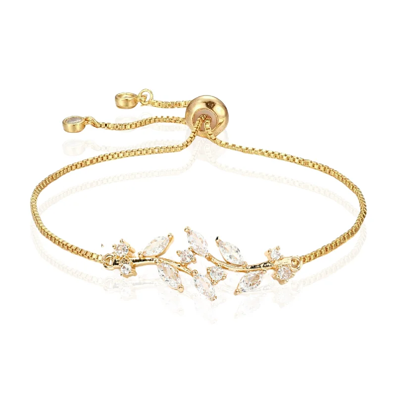 Flash Sale Zirconia Ring Luminous Branch Adjustable Bracelet in Gold and Silver