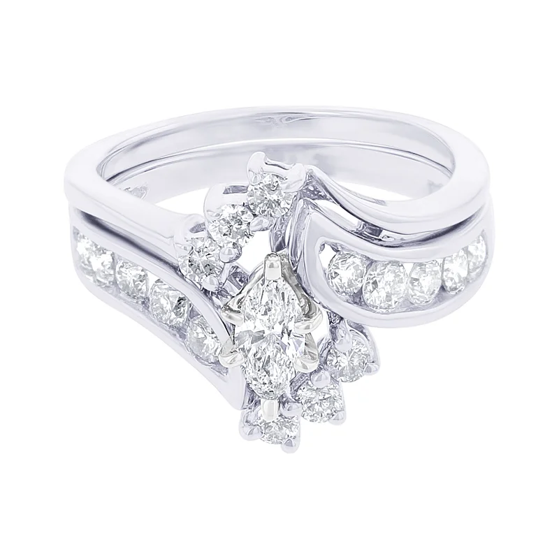 Season - End Clearance Silver Pendant Marquise Diamond Ready For Love Bridal Set 1ct Season - End Clearance Silver Pendant Marquise Diamond Ready For Love Bridal Set 1ct
