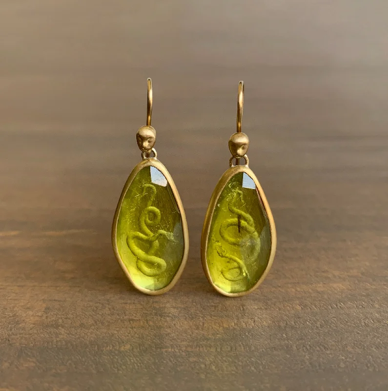 Huge Discounts, Unbeatable Offers Bold Statement Necklace Medusa's Serpents Tourmaline Intaglio Cameo Earrings