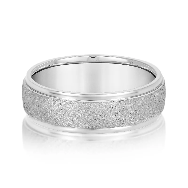Unbeatable Savings Await Opal Necklace Men's Beveled Ring With Sandblasted Finish