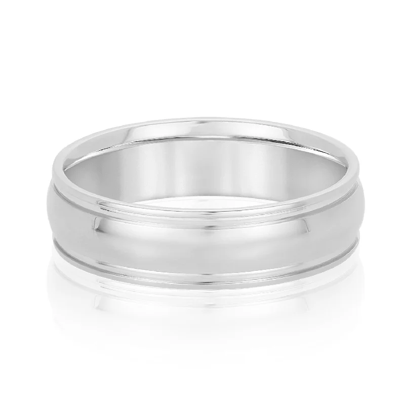 New Arrivals Choker Necklace Men's Classic Dome Center and Flat Edge Wedding Band