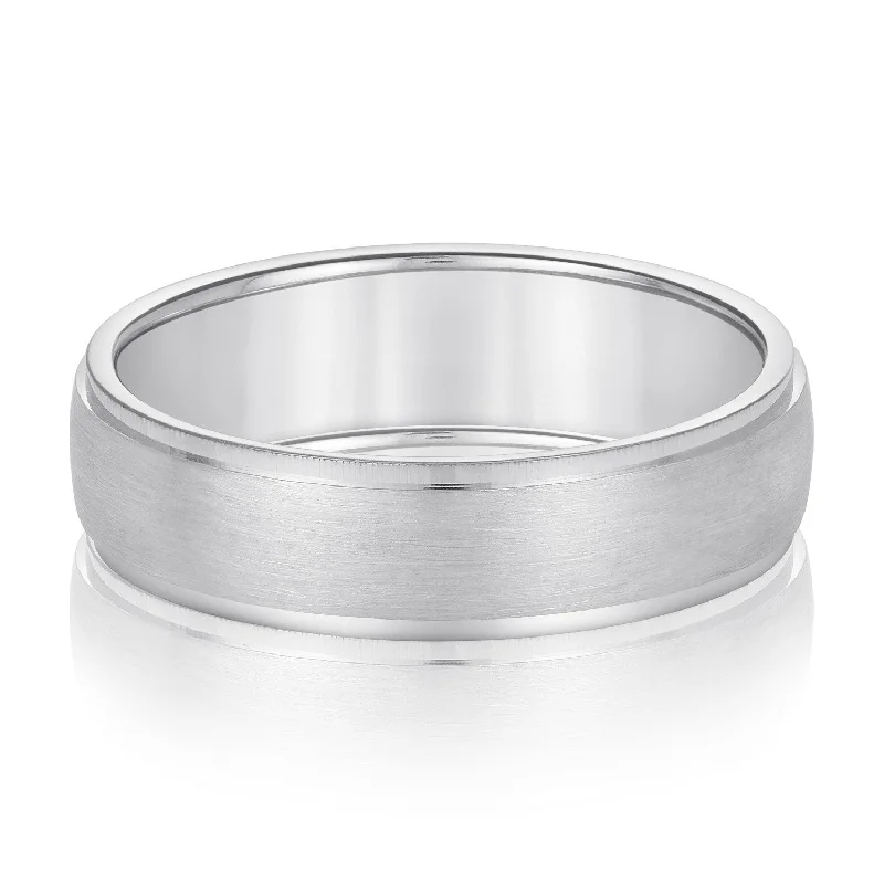 Shop Comfortably at Home Designer Jewelry Men's Slight Dome Brushed Center Band