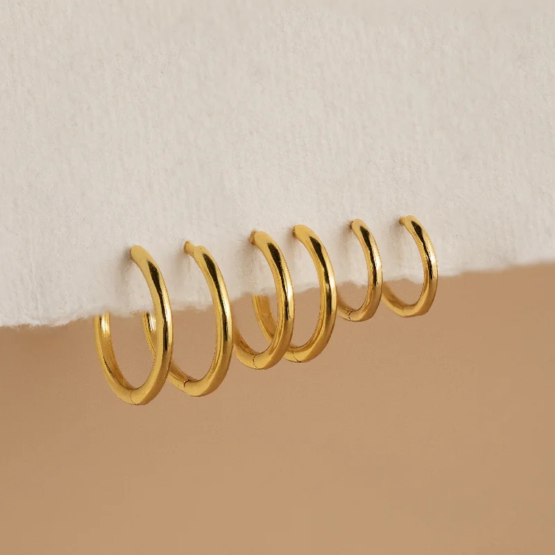 Don't Miss Your Chance White Gold Ring Mini Bold Hoops Set
