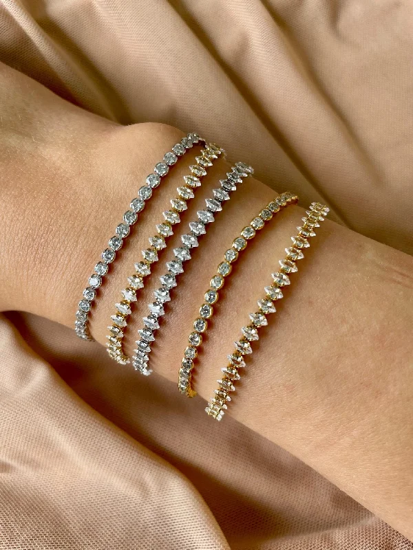 New Arrivals Gold Hoop Earrings Mini Marquis Tennis