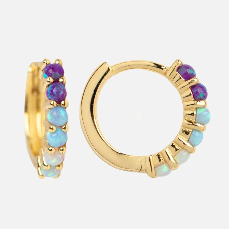 Flash Sale, Grab the Deals Fast Handmade Earrings Mini Opal Ombre Huggies