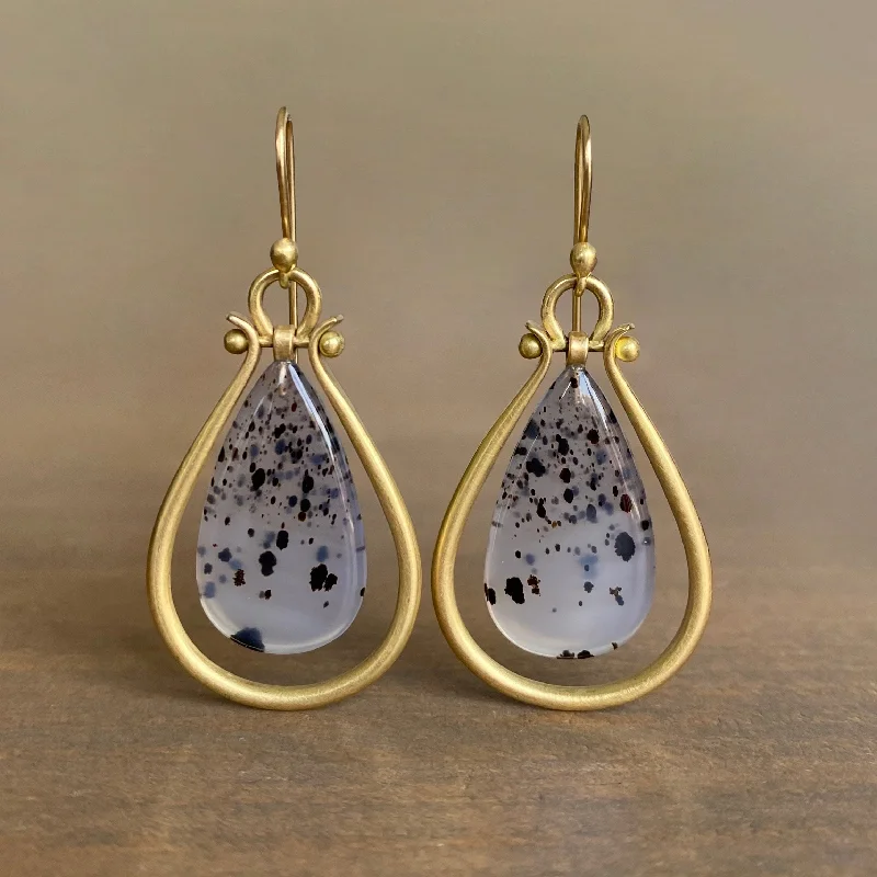 Flash Sale Gold Hoop Earrings Montana Agate Lyre Earrings