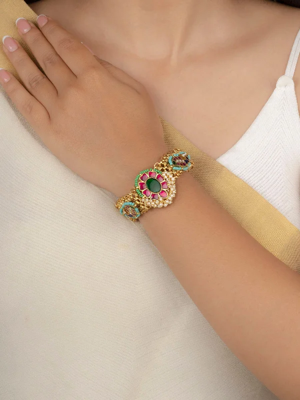 Limited - Edition Collections Now on Sale Diamond Studs Multicolor Gold Plated Mishr Bracelet - MR-BRAC121M Limited - Edition Collections Now on Sale Diamond Studs Multicolor Gold Plated Mishr Bracelet - MR-BRAC121M