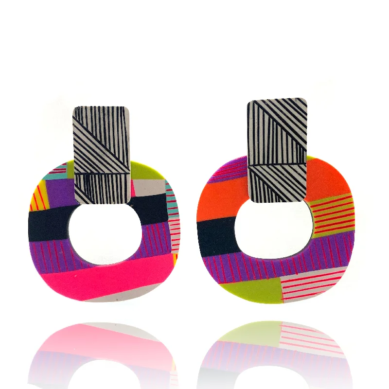 Shop Comfortably at Home Gold Bangle Multicolor Ella Earrings