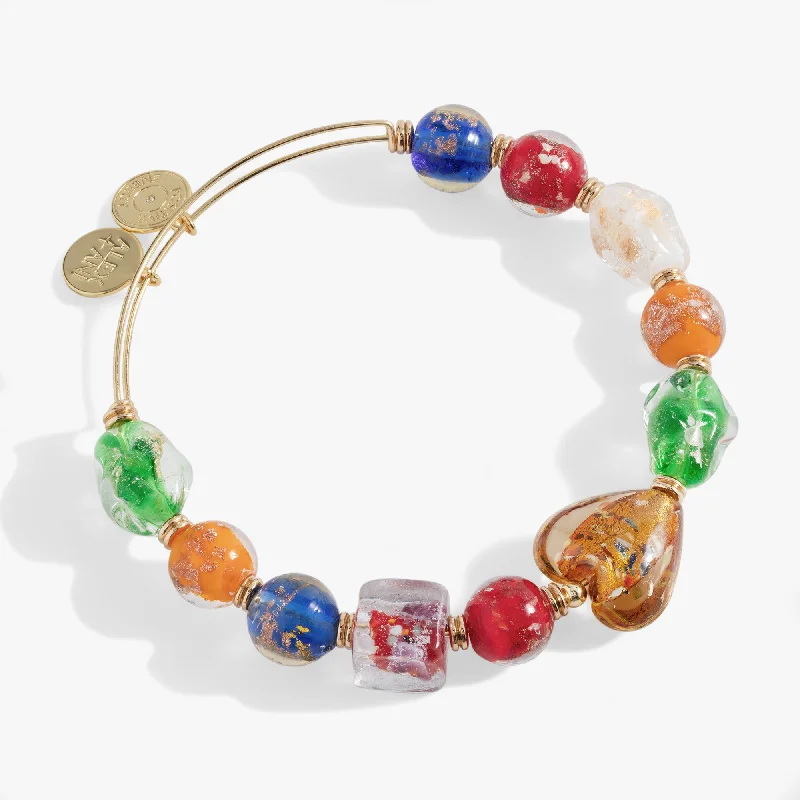 Shop Comfortably at Home Engagement Jewelry Murano Beads Gold Beaded Bangle