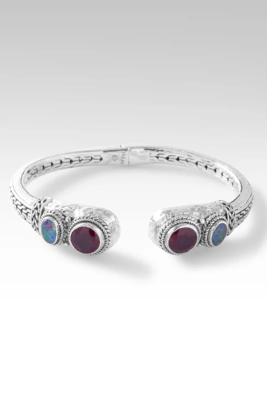 Shop Comfortably at Home Silver Chain My Strength & Shield Tip-to-Tip Bracelet™ in Red Ruby