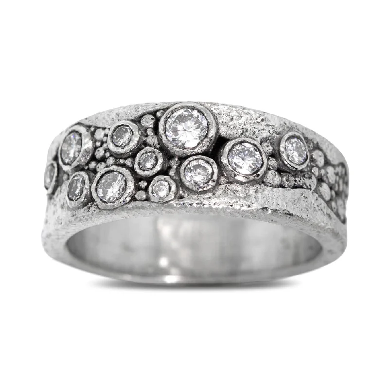 Clearance Sale Layered Bracelet Narrow Diamond River Pebbles Ring in 14k white gold Clearance Sale Layered Bracelet Narrow Diamond River Pebbles Ring in 14k white gold