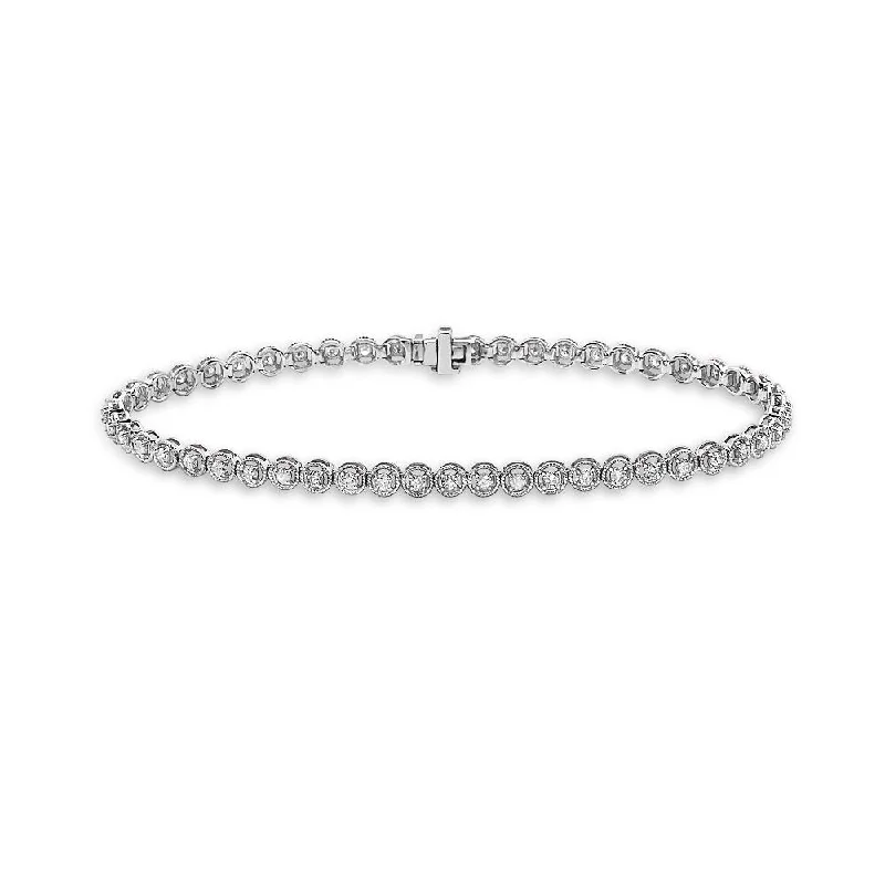 Be the First to Rock the Latest Trends Rose Gold Earrings Diamond Tennis Bracelet Bezel Multigrain (1.00 ct.) 1.75 mm 4-Prongs Setting in 14K Gold Be the First to Rock the Latest Trends Rose Gold Earrings Diamond Tennis Bracelet Bezel Multigrain (1.00 ct.) 1.75 mm 4-Prongs Setting in 14K Gold