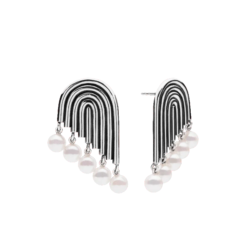 Season - End Clearance Diamond Studs Supersonic Multiple Pearl Earrings Silver