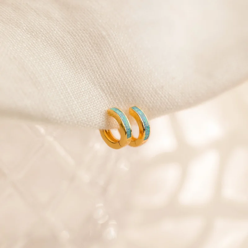 Clearance Sale Twisted Band Ring Ocean Opal Inlay Huggies