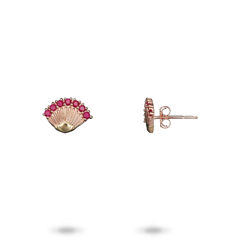 Limited - Time Offer Adjustable Pendant ʻŌhiʻa Lehua Ruby Earrings in Two Tone Gold - 11mm Limited - Time Offer Adjustable Pendant ʻŌhiʻa Lehua Ruby Earrings in Two Tone Gold - 11mm
