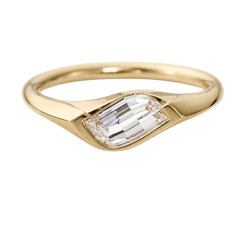 New Arrivals on Discount Classic Gold Ring OOAK Flame Cut Diamond Engagement Ring