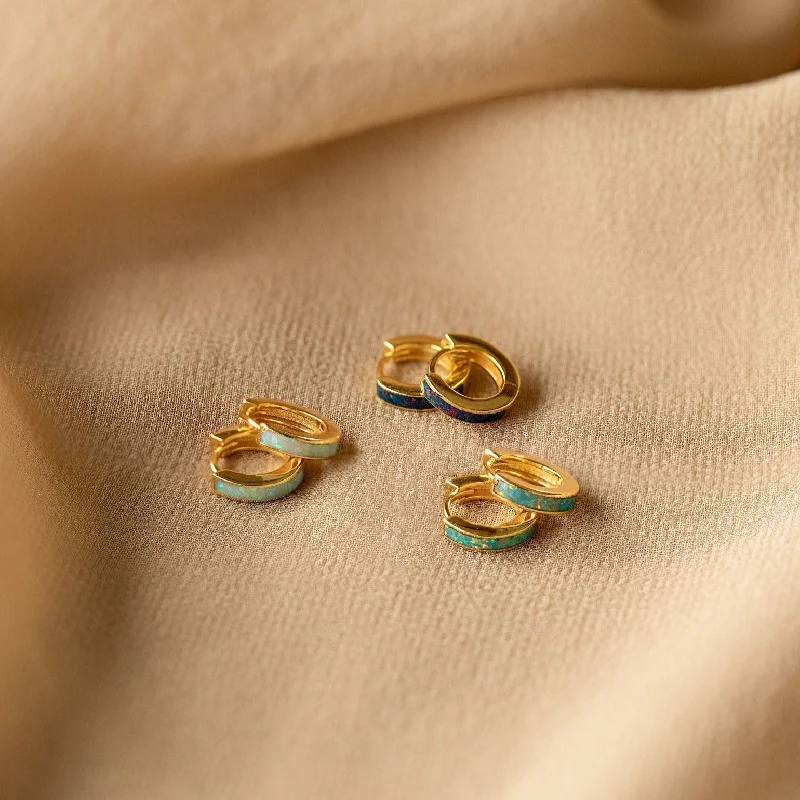 Clearance Sale, Steal Great Bargains Fashion Jewelry Opal Inlay Huggies Set