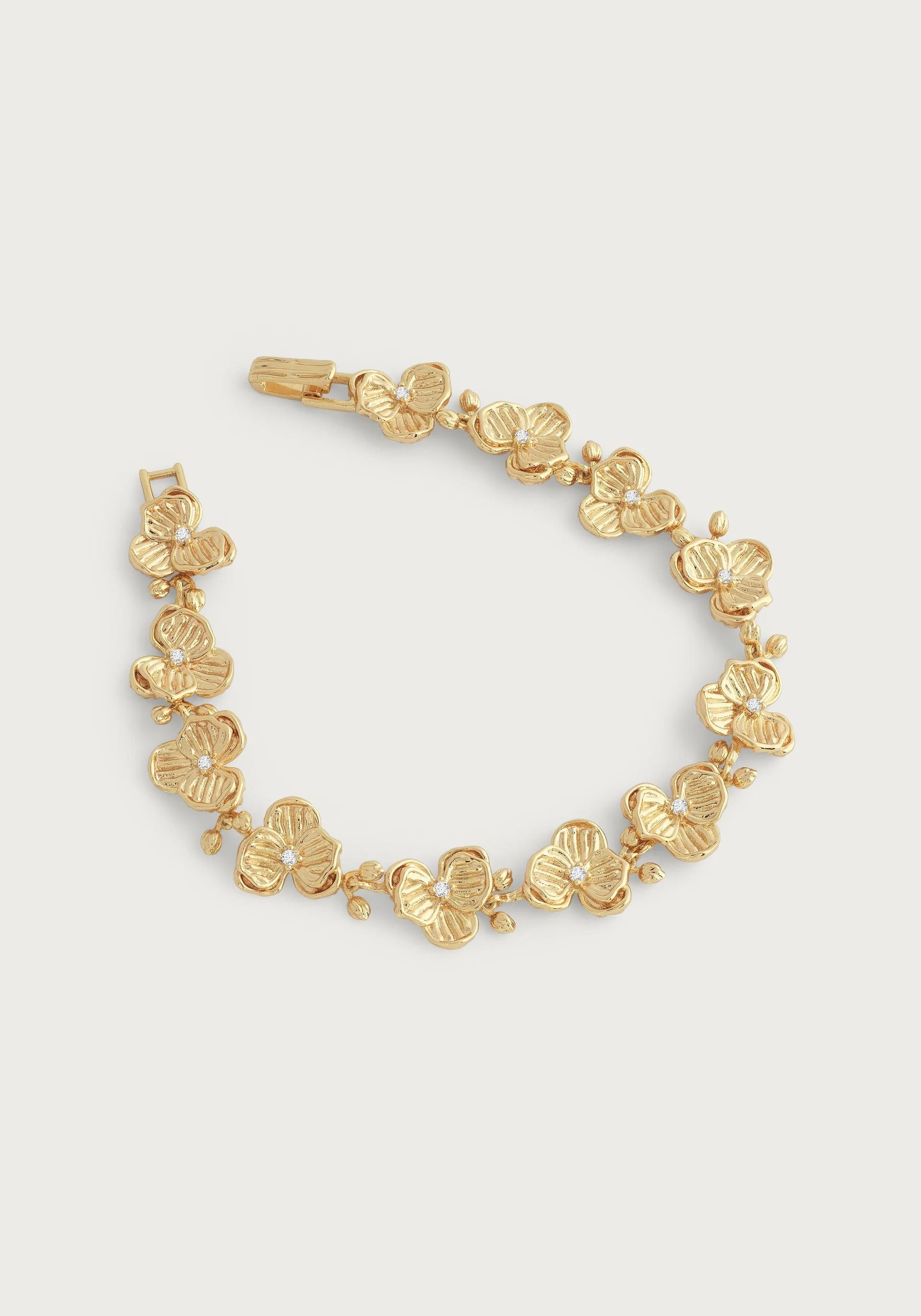 Don't Miss Your Chance Classic Gold Ring Orchid Link Bracelet