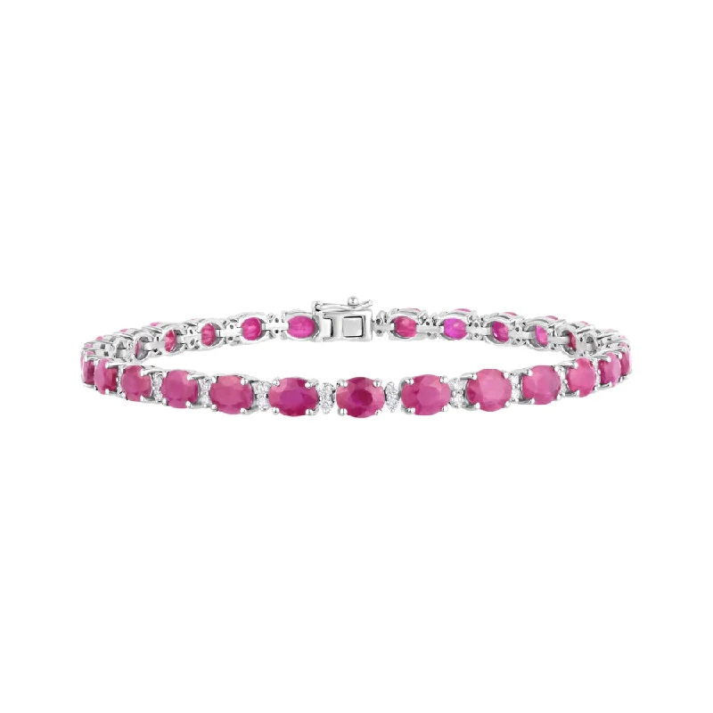 Be the First to Rock the Latest Trends Minimalist Bracelet Oval Ruby and Diamond Bracelet