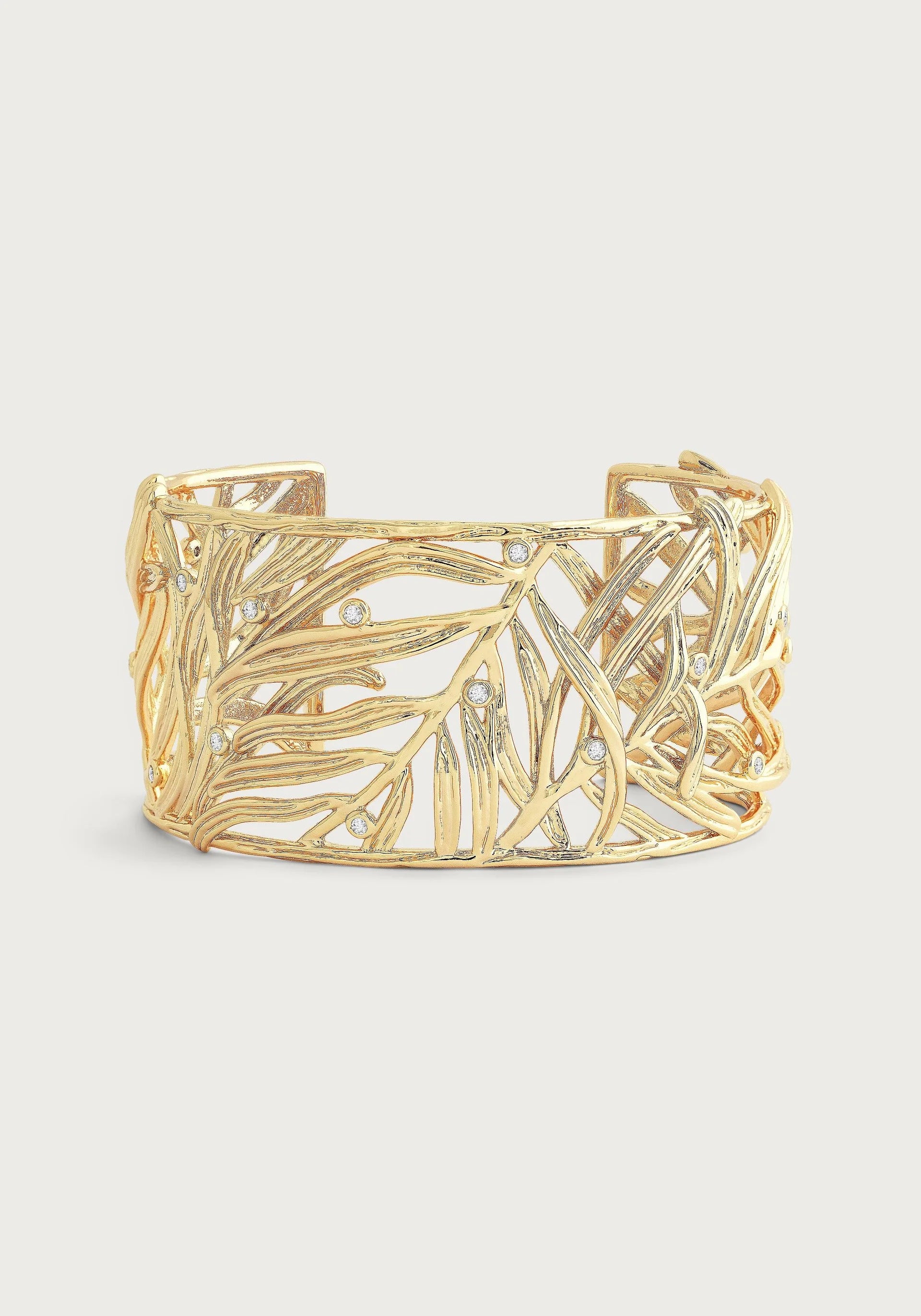 New Arrivals Solitaire Ring Palm Leaves Cuff