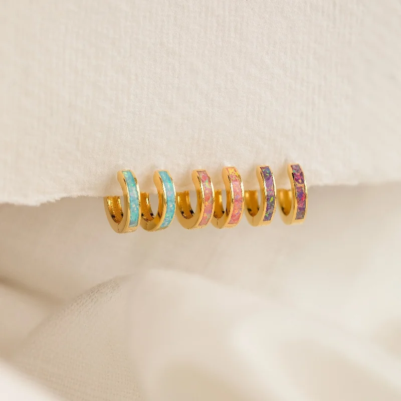 Flash Sale, Grab the Deals Fast Statement Necklace Pastel Opal Inlay Huggies